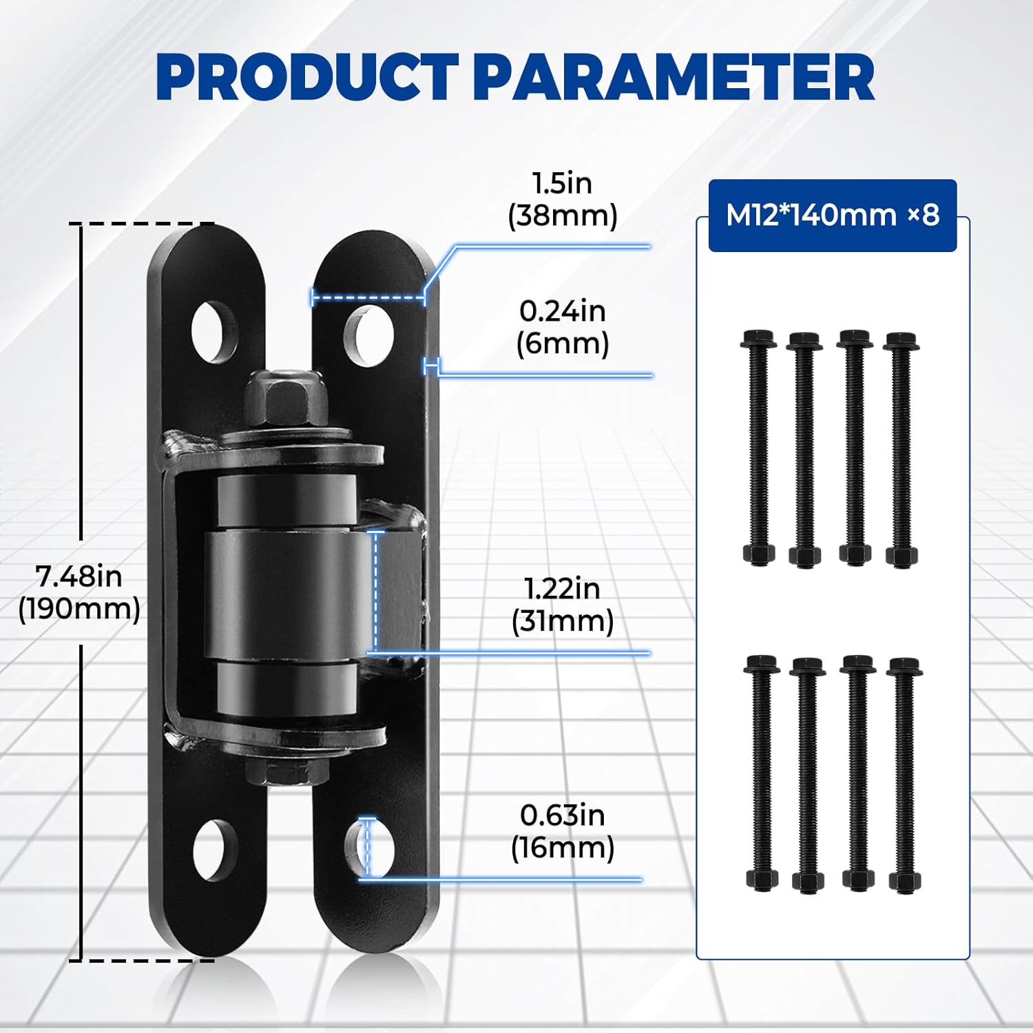 YJINGRUI Heavy Duty Bolt on Sealed Bearing Gate Hinges, 1100lb Adjustable Yoke Pivot Gate Hinges, Bolt/Weld on Outdoor Large Heavy Driveway Gates (2pcs, 8 Screws)