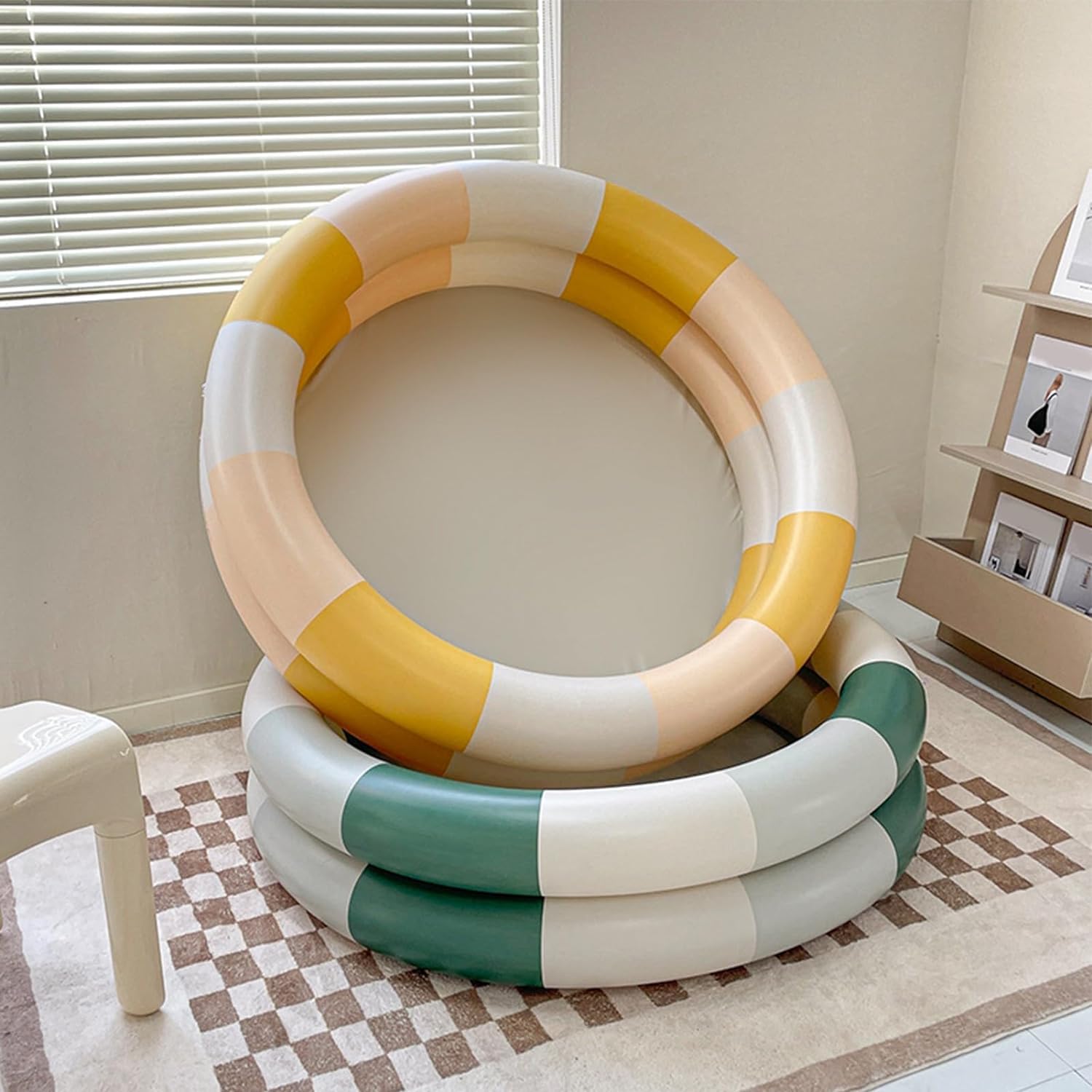 Aufblasbarer Pool Baby Retro Blow Up Swimming Pool Familie Niedlicher Stil Verdickter Wasserpool (Grüner Streifen)