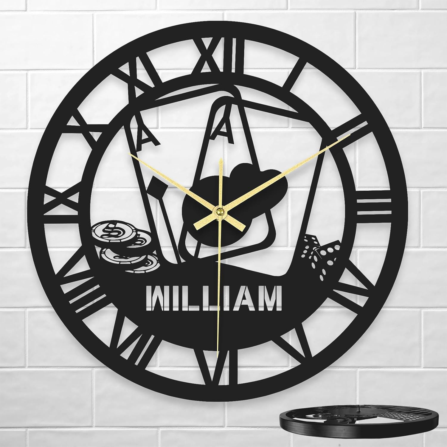 Custom Name Metal Wall Clock with Silent Movement,15.7in Personalized for Kitchen, Living Room | Unique Christmas, Housewarming