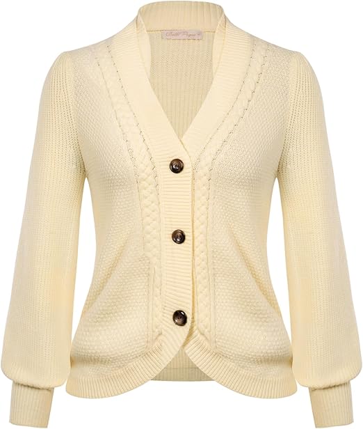 Damen Strickjacke V-Ausschnitt | Leichte Vintage Strickjacke