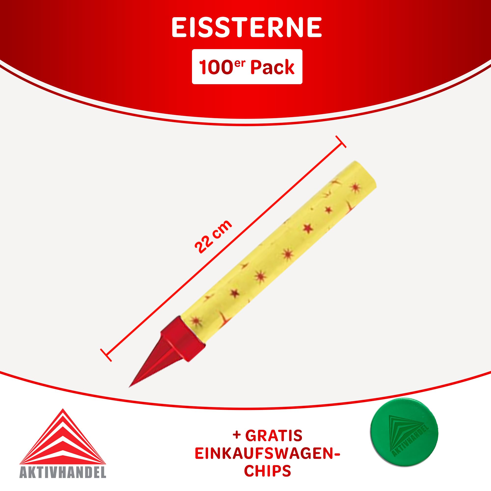 100 Zaubersterne, Fontänen für Torten und Kuchen, für drinnen und draußen, Zimmerfontänen, 30 Sekunden Brenndauer, Kat F1 Feuerwerk inkl. Einkaufswagenchip