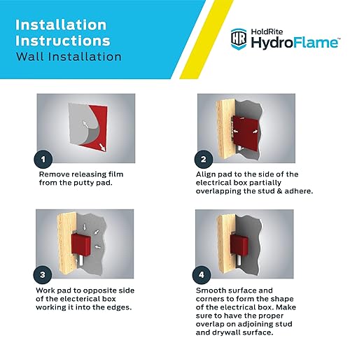 Miniatura 4 de Holdrite HydroFlame HF-PP-1 - Almohadillas de masilla Firestop de 7 x 7 pulgadas, (paquete de 20) con clasificación de fuego, HF-PP-1