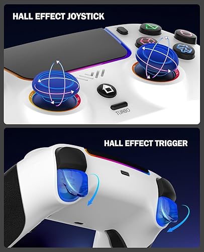 Miniatura 3 de SFGSUP Wireless Controller for PS5/PC/MAC/iOS/Android/Steam Deck, With Hall Effect Joystick&Trigger/8 RGB Lighting/Turbo/Dual