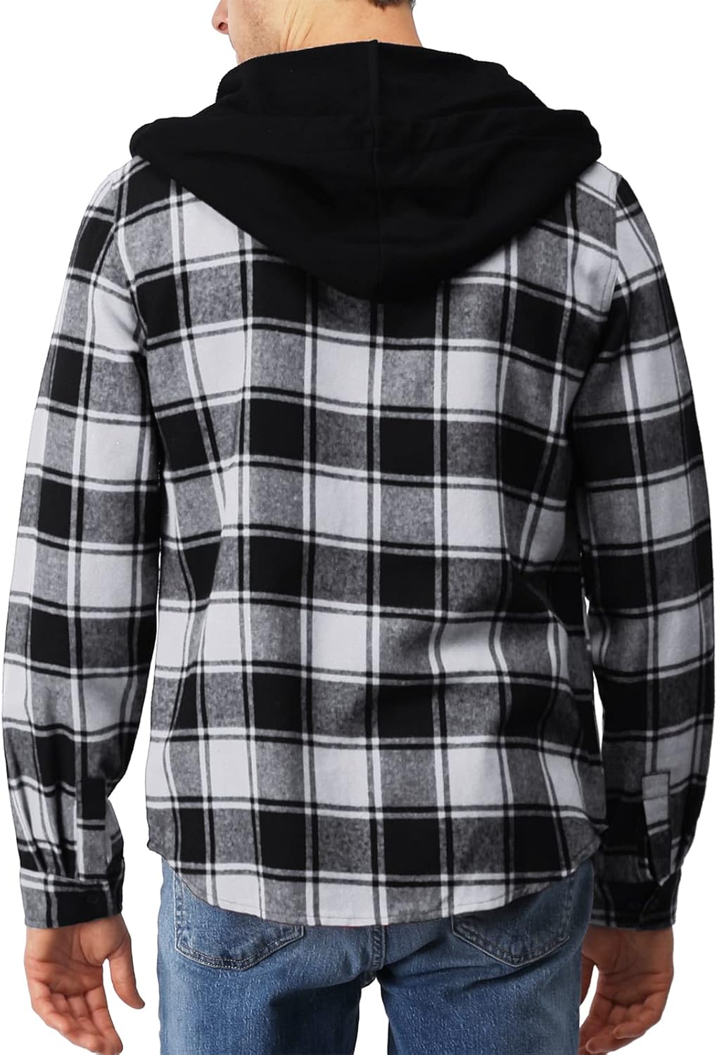 H2H Mens Plaid Hoodie Shirts Jacket Casual Shirt - Lightweght, Comfortable