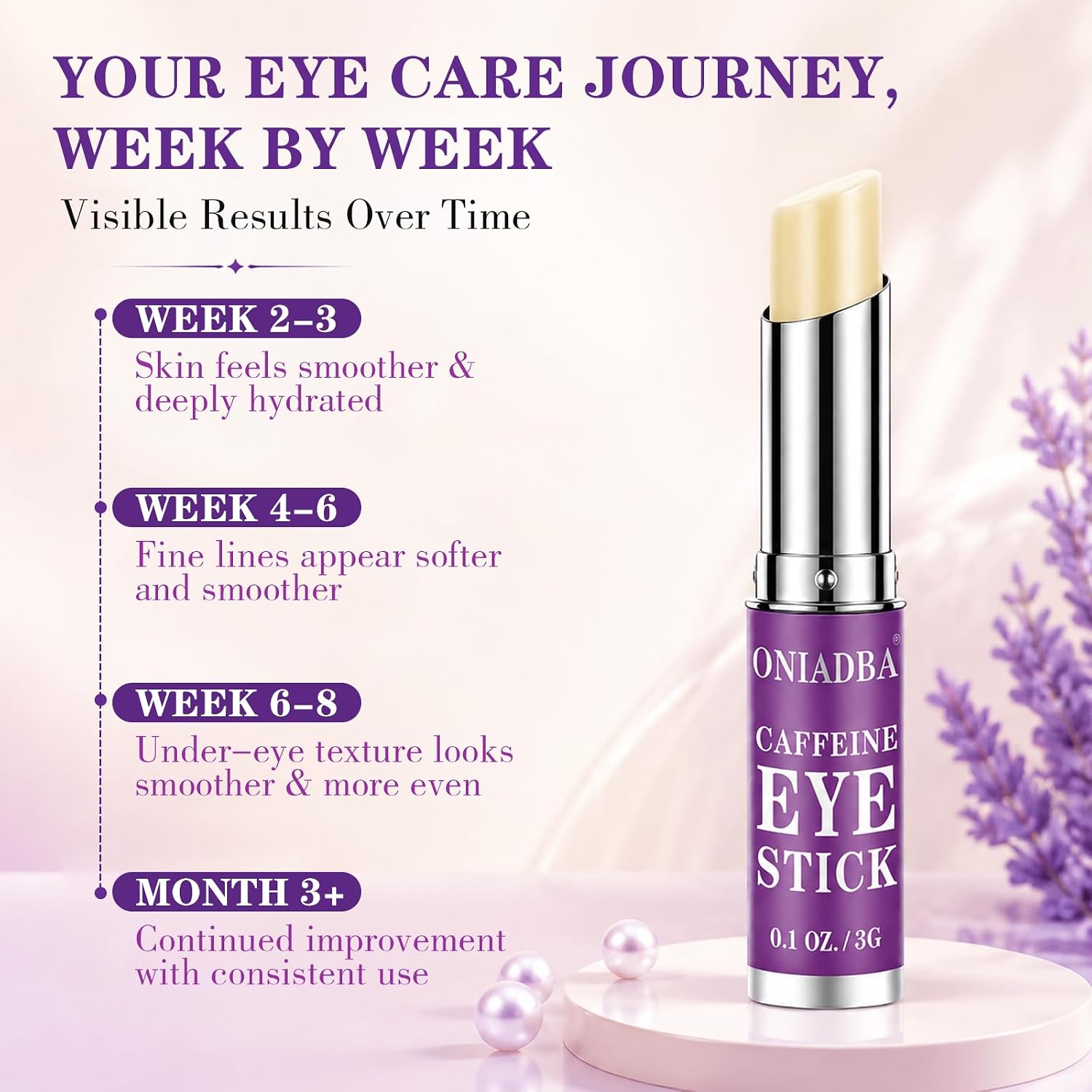 ADVANCED Caffeine Eye Stick with Retinol, Hydrating Under Eye Balm for Dark Circles, Fine Lines, Puffiness & Bags, Visible Results in 4–8 Weeks, Portable Eye Care Stick for Women & Men, 0.1 OZ/3g x 2