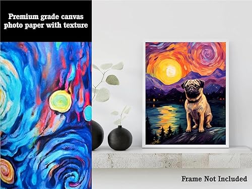 Miniatura 3 de Bestbuddy Pet 8 x 10 sin marco noche estrellada perro perro mascota familia amigo paz pintura al óleo impresión arte póster decoración de pared AP147
