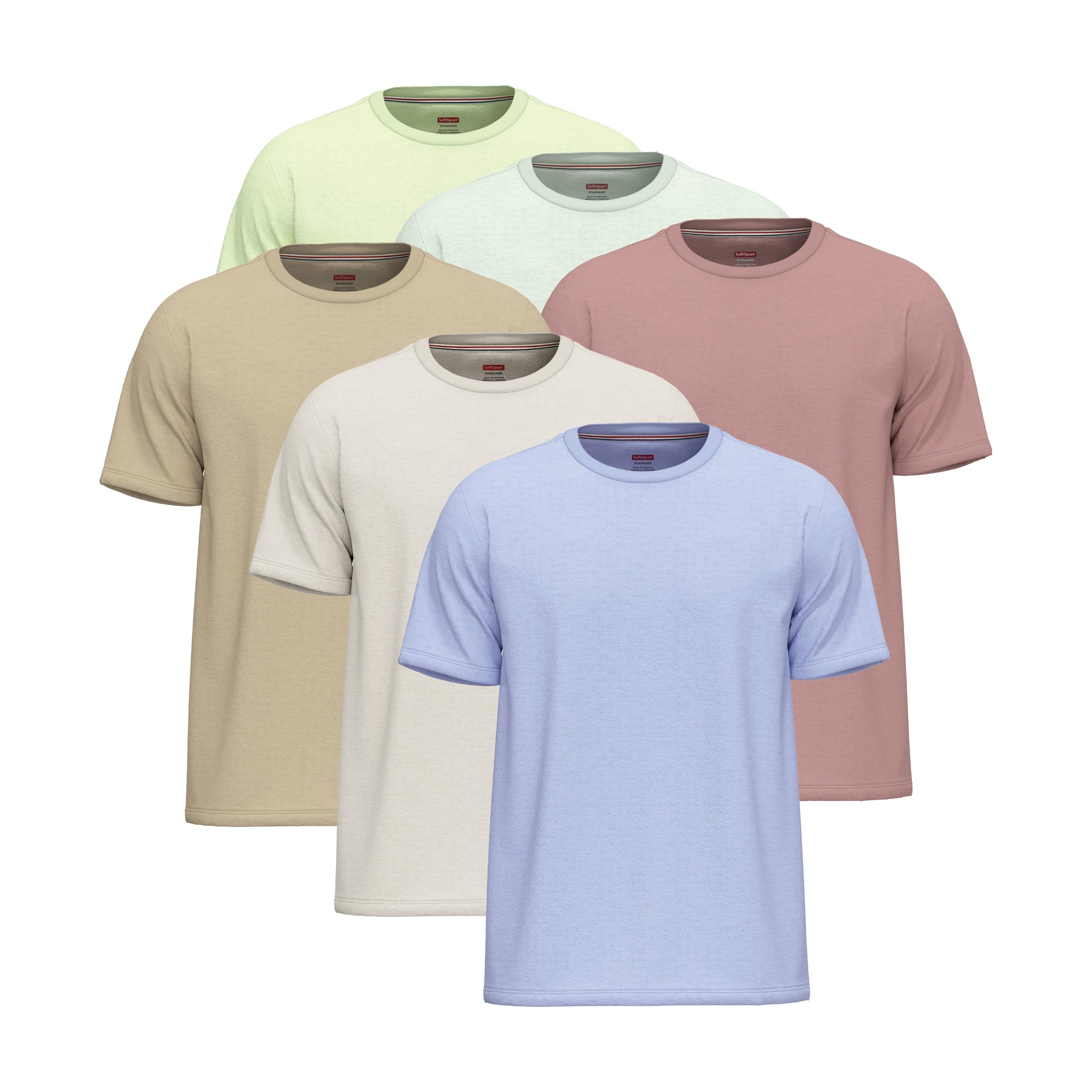 Softspun Men's Pack6 [Cool Collection] 100% Cotton T Shirt Plain Teeshirt Plains Tees Shirt Mans, T-Shirts