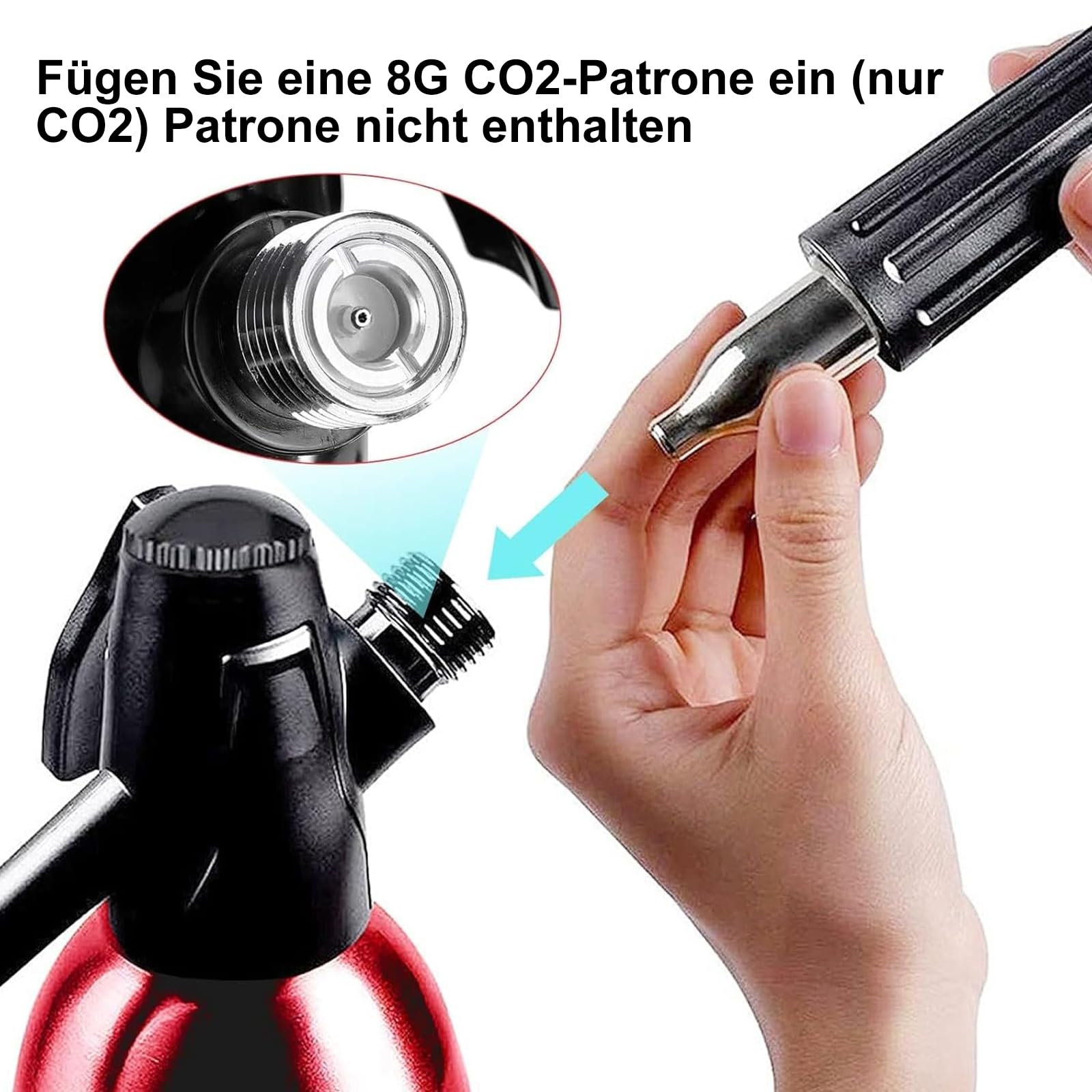 AstraLoom Tragbarer Soda Maker, 1L Soda-Siphon aus Aluminium für Sprudelwasser & Cocktails (rot)