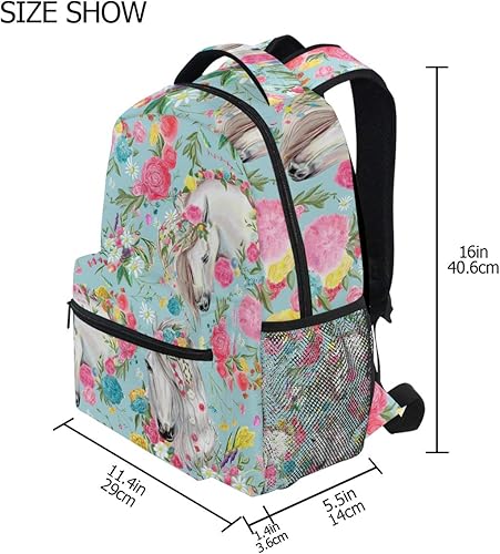 Miniatura 7 de Mochilas escolares mochila de caballo de flores para estudiantes grandes para niñas niños escuela primaria bolsa de hombro bolsa de libros