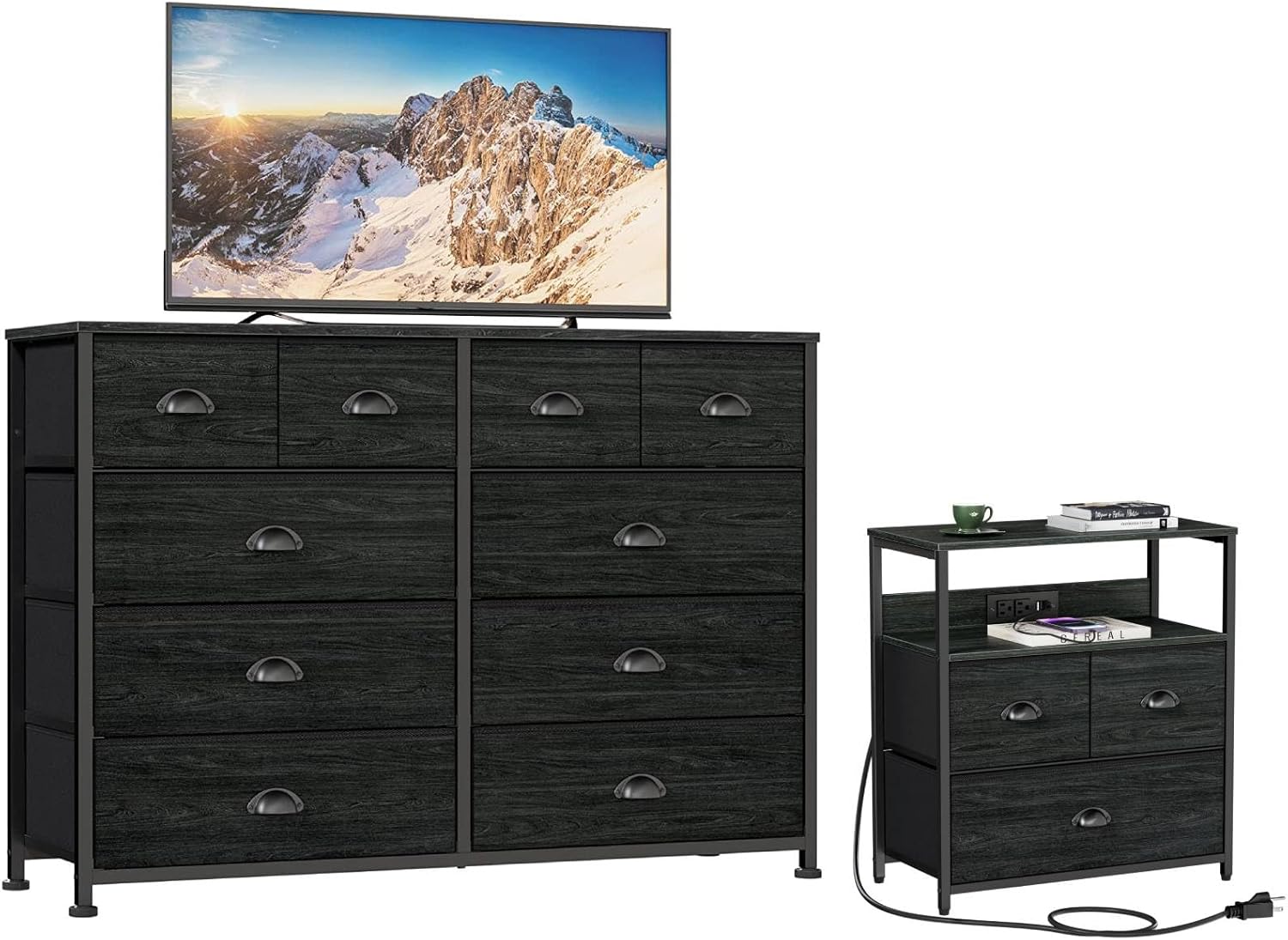 Furnulem Dresser and Nightstand Set, 10 Drawer Dresser for