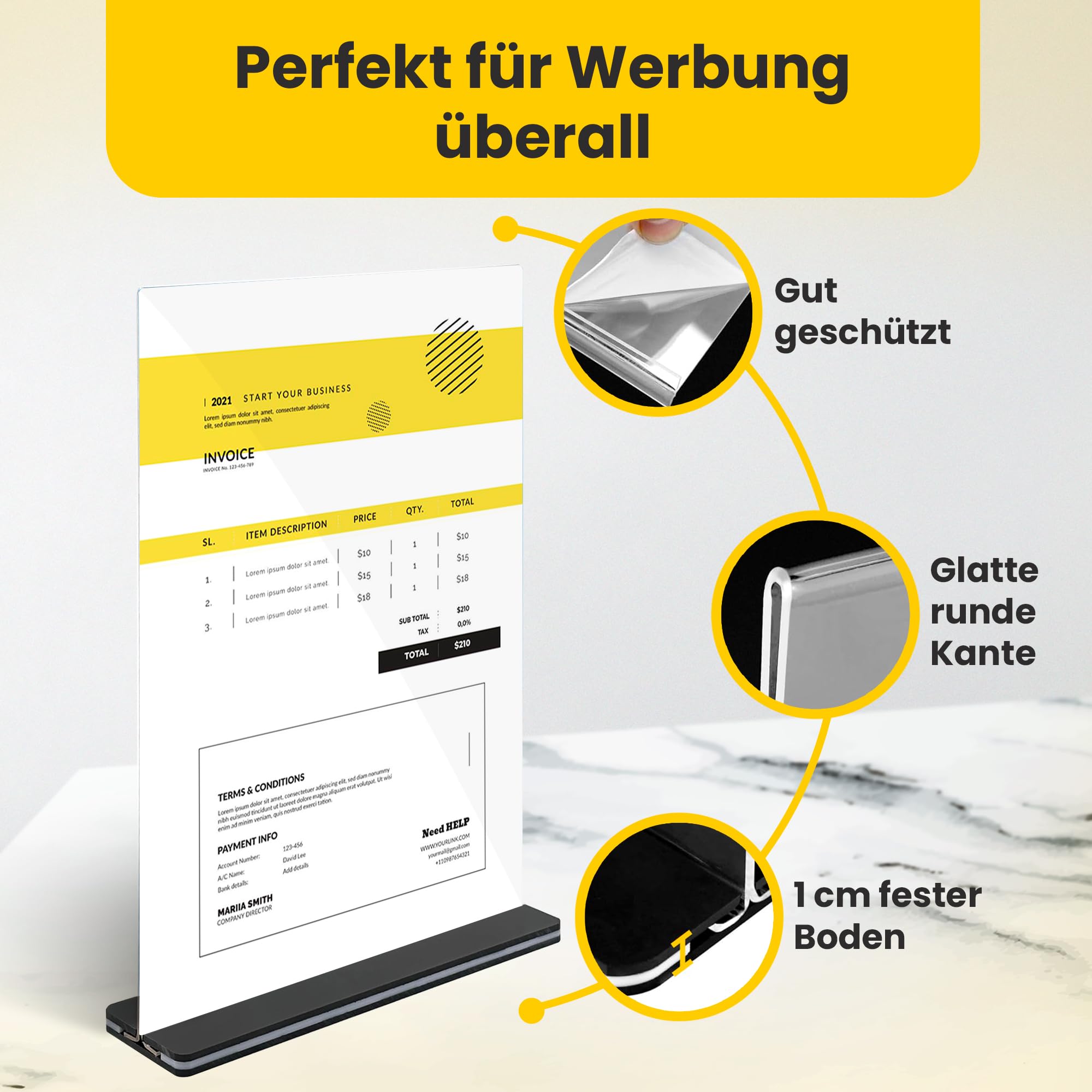 GOYAPRINT Präsentationsständer aus Plexiglas, A4, für Menüs und Werbung, transparent, für Plakate und Broschüren, Menühalter für Restaurants, Büros, Hotels und Veranstaltungen (10, A4)