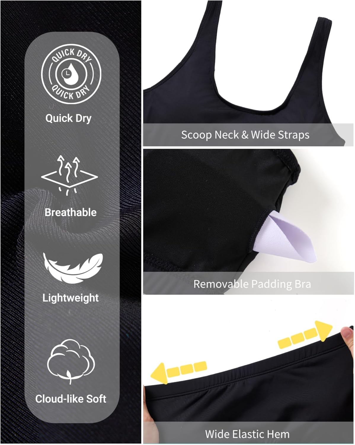 Tempt Me Women Sports Bra Bikini Top Push Up Scoop Neck Bathing Suits Top for Teen Girls - Image 5