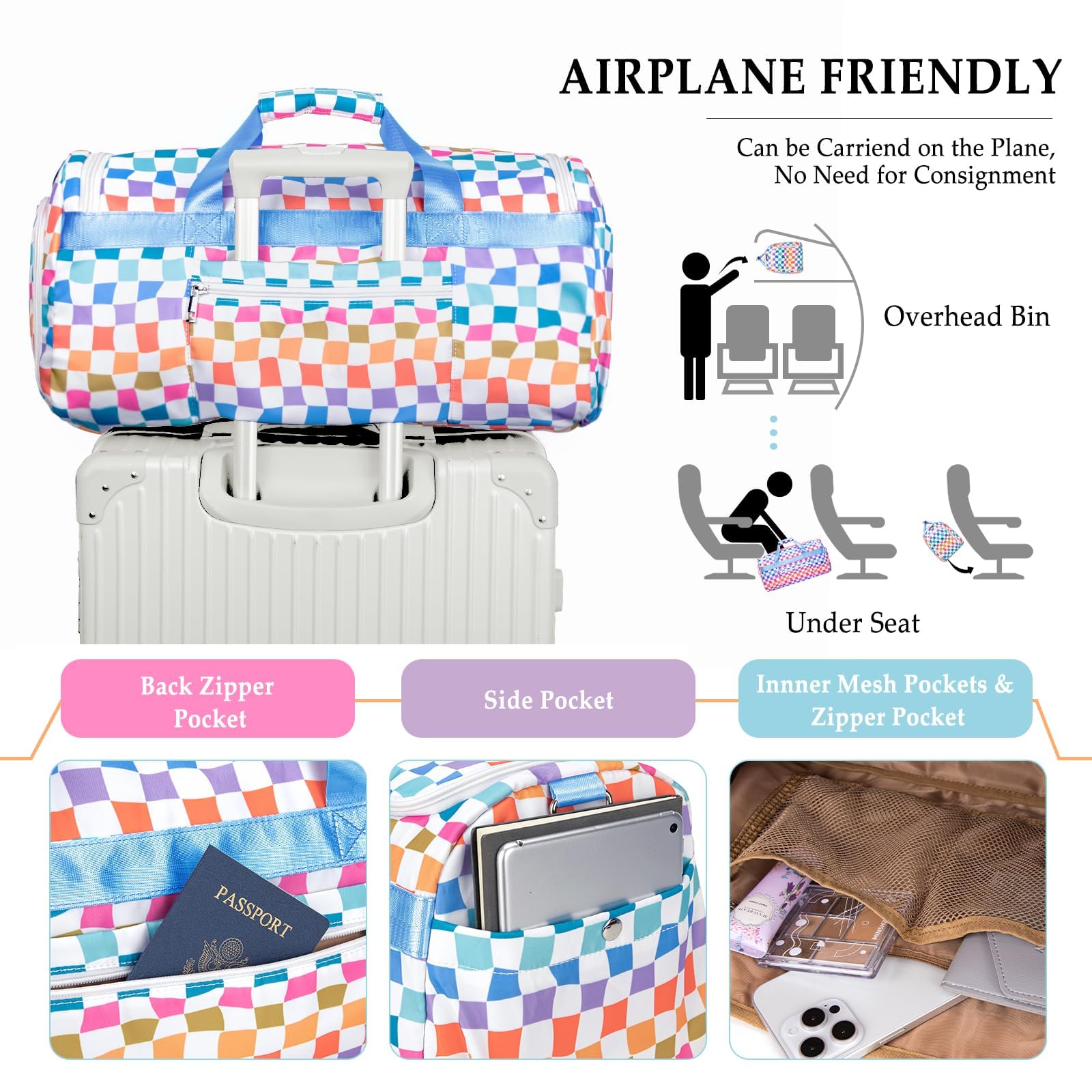 Grand sac de sport pour homme et femme, grand sac de voyage avec compartiment à chaussures et poche humide, sac de week-end, sac de nuit, sac d'entraînement pour le sport, la gym, les voyages, bleu