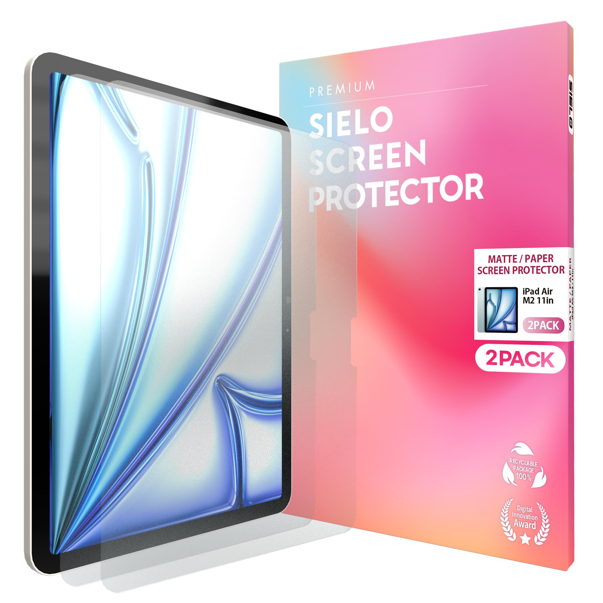 SIELO 2 PACK Paperfeel Screen Protector for iPad, Paperlike, Anti Glare, Anti-Fingerprint [iPadAir 11inch 6th(M2, 2024)]