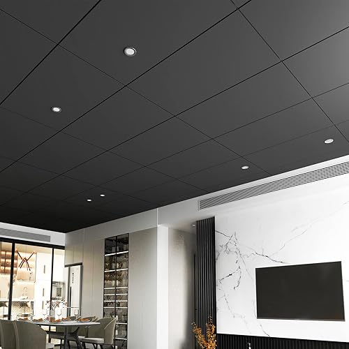 Miniatura 22 de Art3d 12-Pack Smooth Drop Ceiling Tile 2ft x 2ft - Fire-Rated, Waterproof, Reusable - Premium PVC, No Sag and Breakage - Cover 48 Sq. Ft, Black