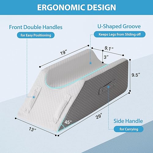 Miniatura 2 de Almohadas de elevación de piernas para después de una cirugía, lesión o descanso, almohada de espuma viscoelástica para elevar las piernas,
