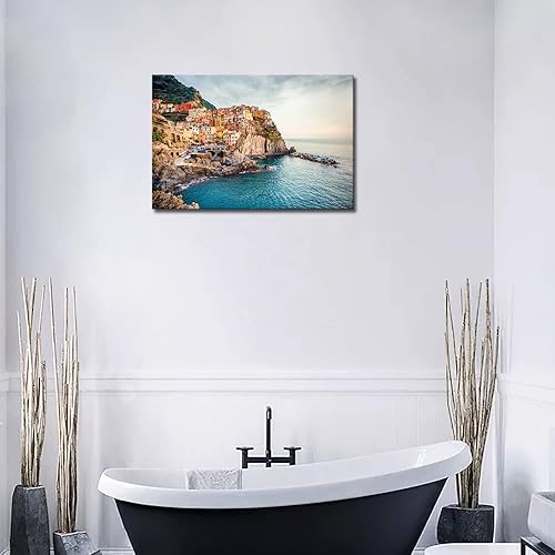 Miniatura 4 de Italia Cinque Terre - Arte de pared de Manarola Mar Mediterráneo, arte de pared de la costa de Amalfi, cuadros impresos en lienzo, ciudad, la imagen