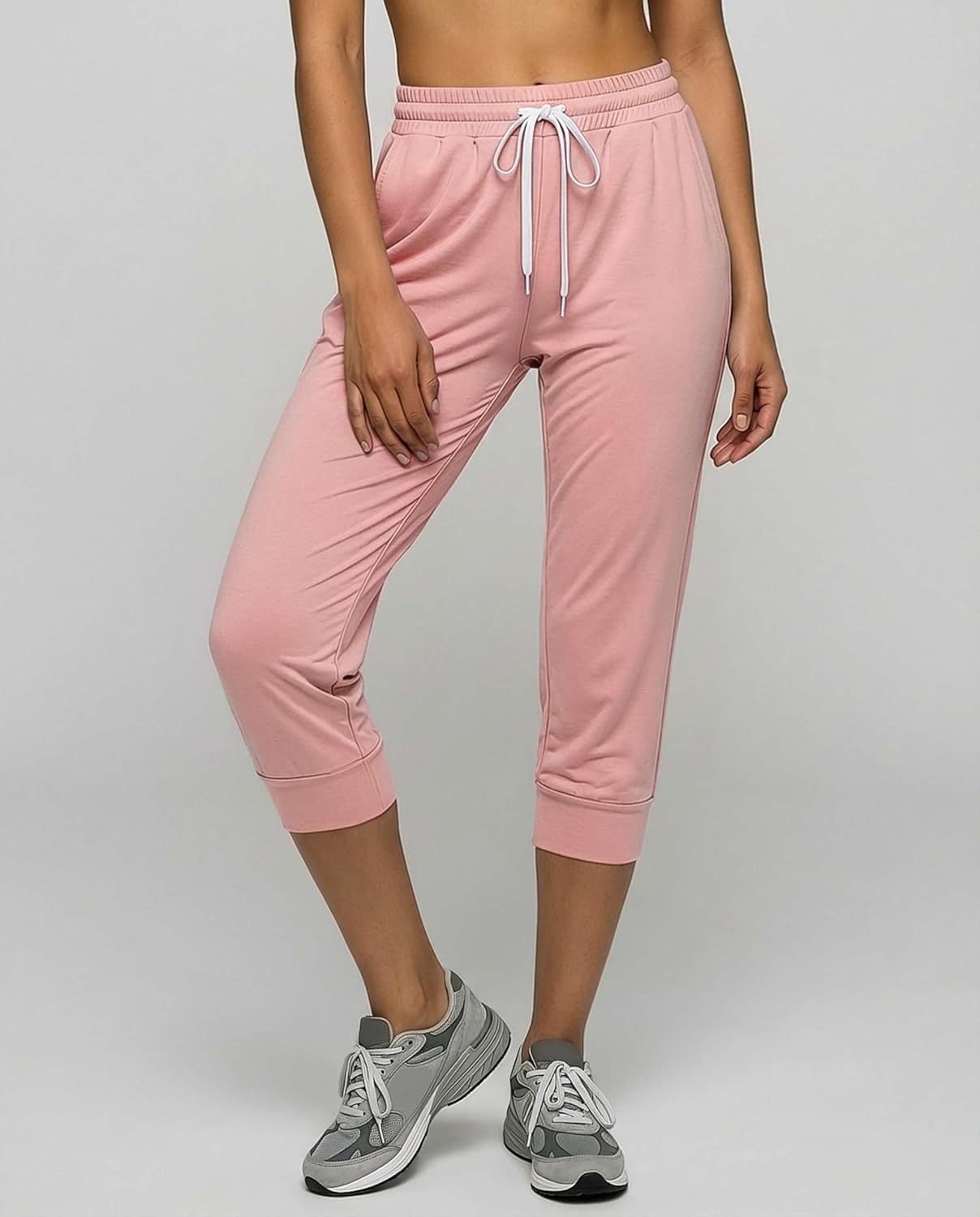 Real Essentials 3-Pack: Women's Ultra Soft Lounge Capri Joggers Sweatpants Athletic Yoga with Pockets(Available in Plus Size) - Image 2