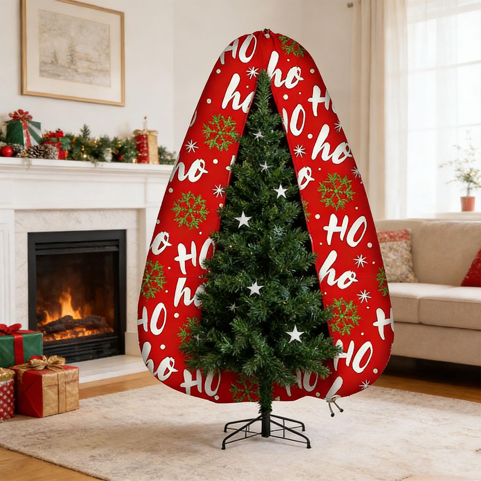 Borsa salvaspazio per albero di Natale dal design verticale realizzata in resistente tessuto Oxford resistente all'acqua per case compatte resistente agli strappi