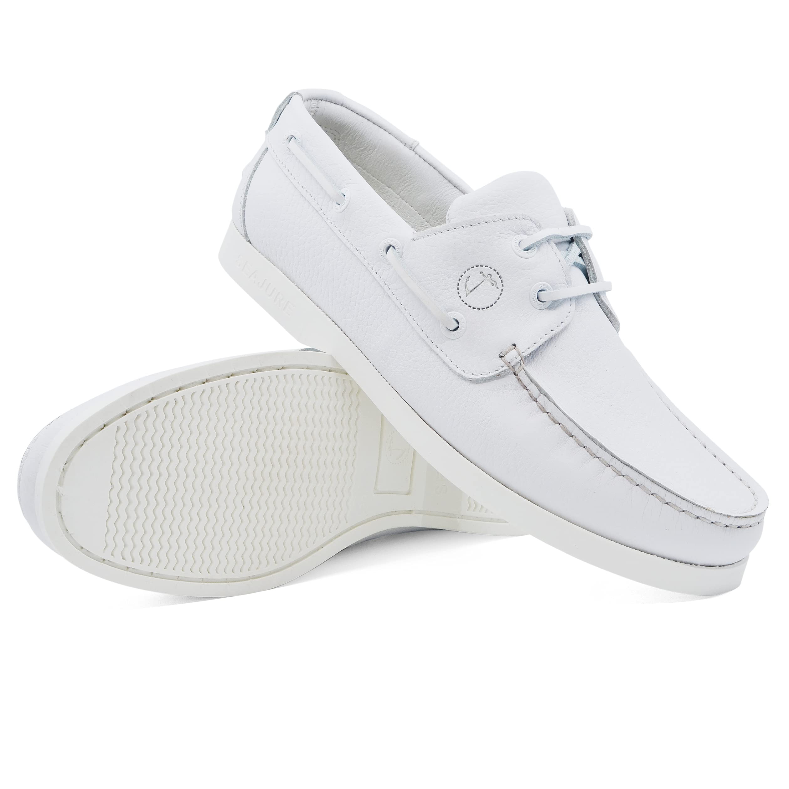 Seajure Chaussures Bateau pour Femme Shoal en Cuir Blanc