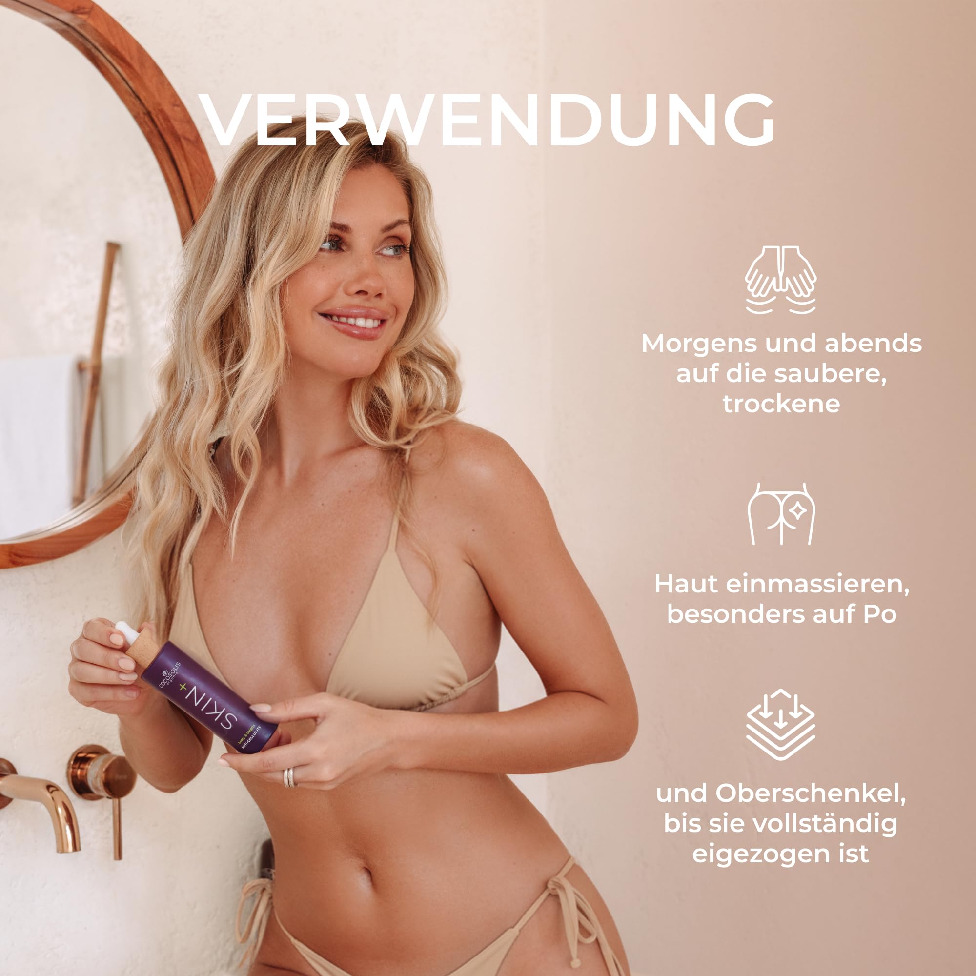 COCOSOLIS SKIN+ Anti-Cellulite Serum-Konzentrat für sichtbare Hautstraffung, Reduktion der Orangenhaut und Glättung.der Haut am Bauch und an den Beinen