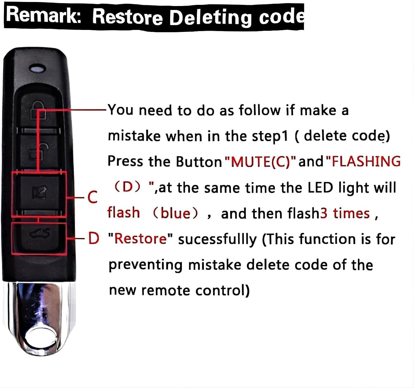 Cloning Remote Control Keychain, Replacement for Universal Garage Door Gate, 4-in-1 Wireless 433MHz Copy Remote Controller, Remote Control Duplicator for Cars Symbol ABCD (Black-Blue, ABCD) image 4