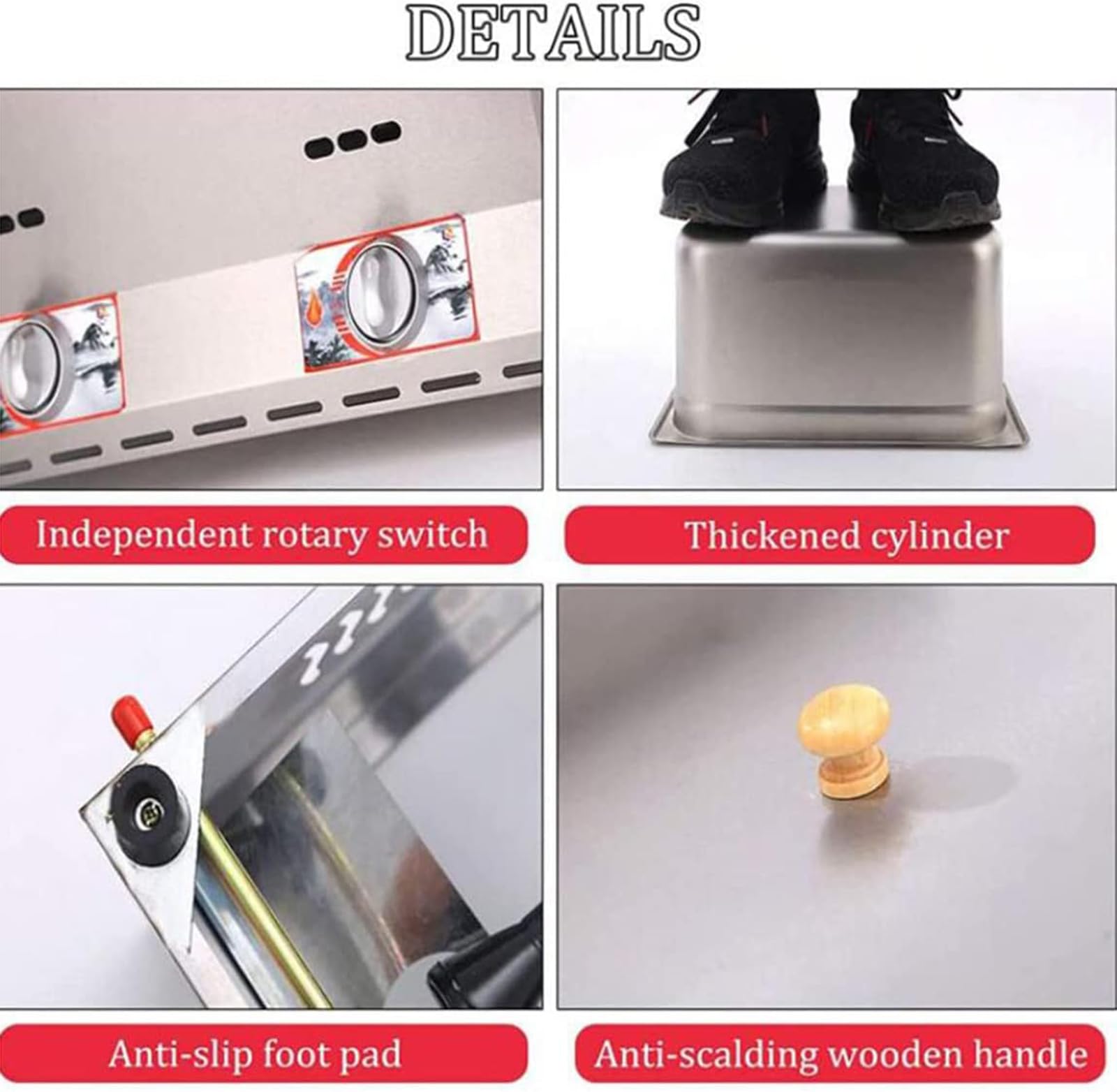 Friggitrice a gas di grande capacità, in acciaio inox, con potenza di fuoco regolabile, per uso domestico e commerciale, cestelli e coperchi inclusi, perfetto per patatine fritte ciambelle pesce