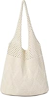Pleneal Crochet Mesh Beach Tote Bag for Women - Knitted Shoulder Boho Hobo Bag, Lightweight Vacation Essential