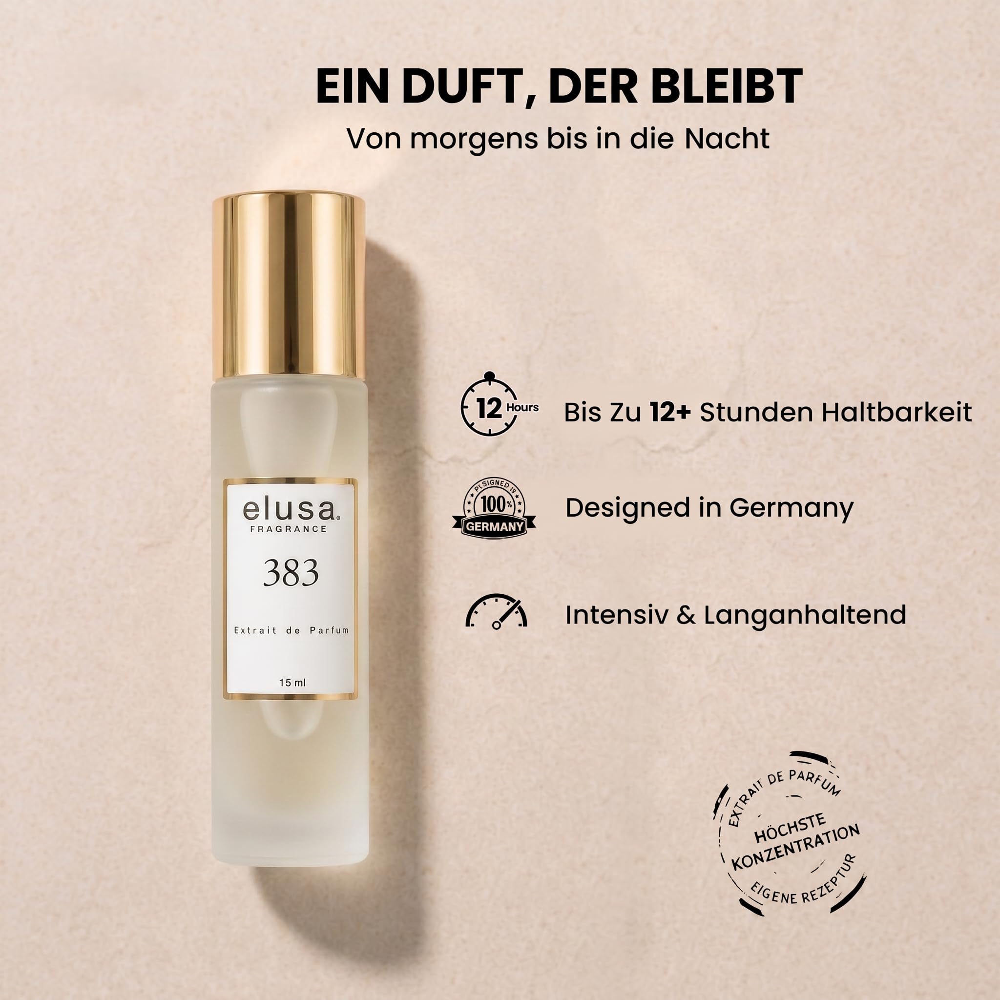 Elusa Fragrance 383 Extrait de Parfum 15ml – Unisex Parfum Damen Herren – Frischer Zitrus Duft mit Bergamotte, Orange & Vanille – Fruchtig Süß & Langanhaltend