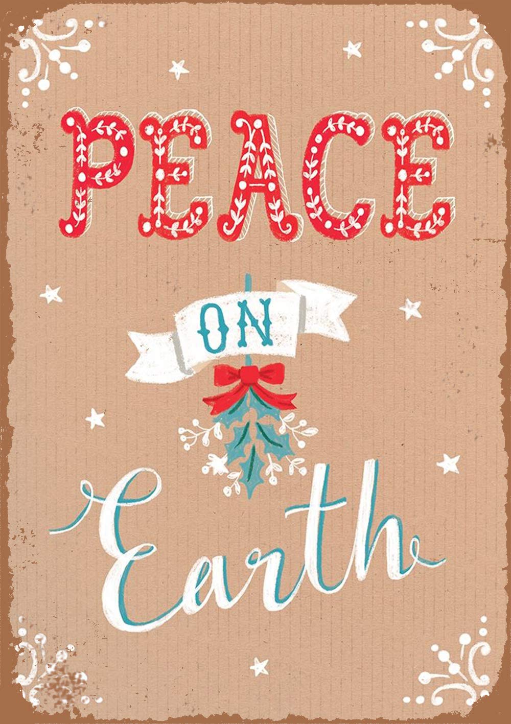 Amazon 簡素な雑貨屋 Peace On Earth ヴィンテージ風 メタルサイン ブリキ アメリカン アンティーク 看板 壁飾り ドア飾り インテリア オンライン通販