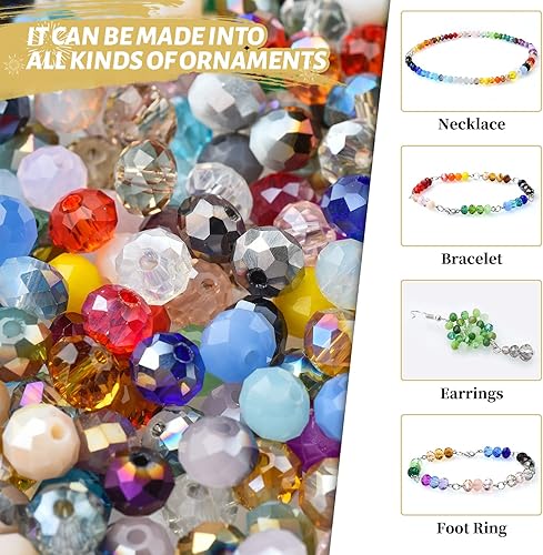 Miniatura 4 de KINGSHINE Cuentas redondas de Rondelle mixtas de 0.2360.315 pulgadas, 1000 cuentas de cristal Briolette de cristal para kit de fabricación de joyas,