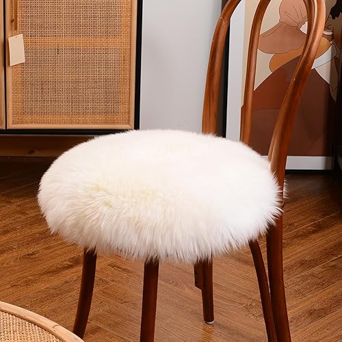Miniatura 7 de LLB Cojín para silla de piel de oveja antideslizante, funda cuadrada para silla de piel auténtica, sedosa, de lana natural, alfombra suave para el