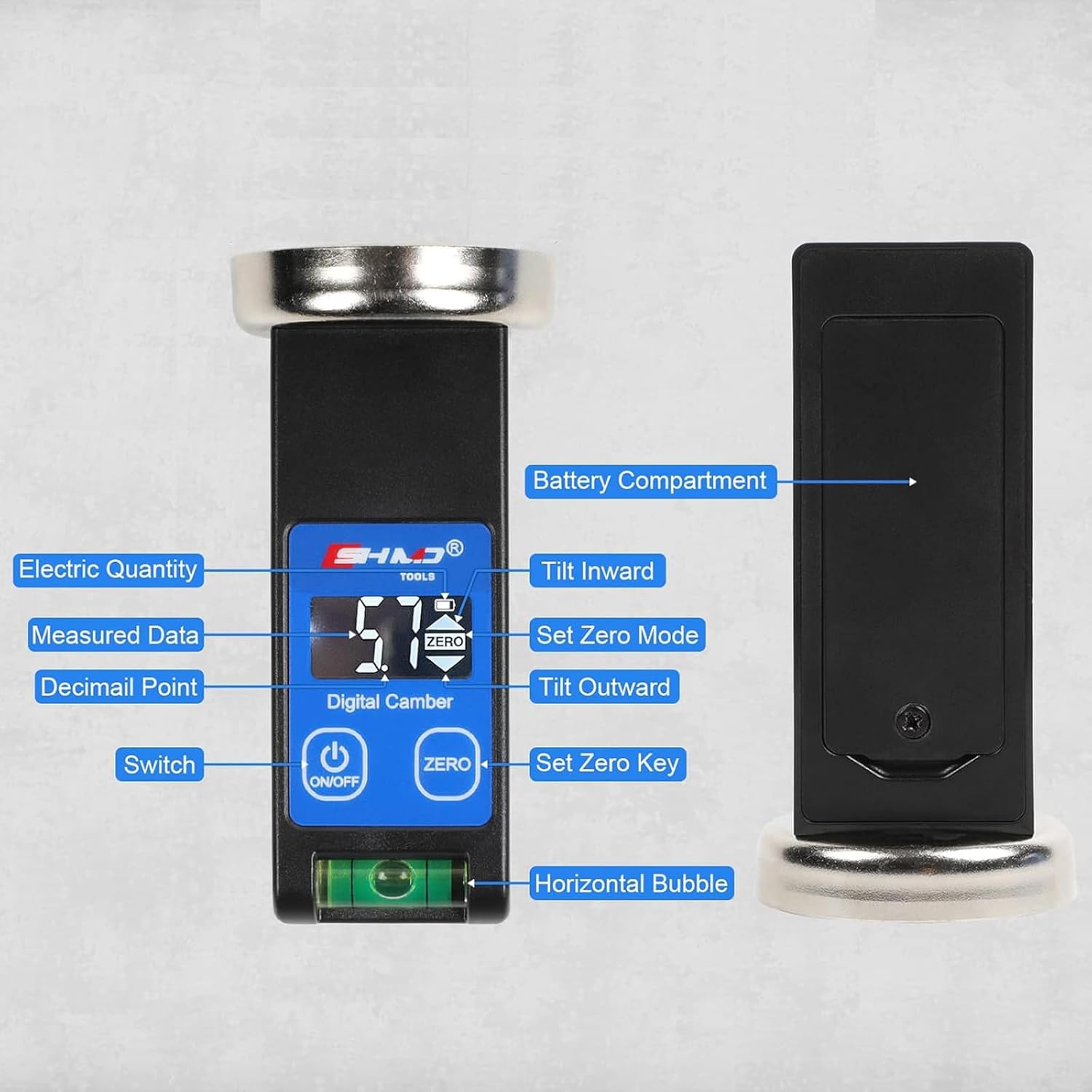 Cambers Gauge Digital Cambers Alignment Tool Precisions Display Wheel Alignment Tool with Horizontal Bubble