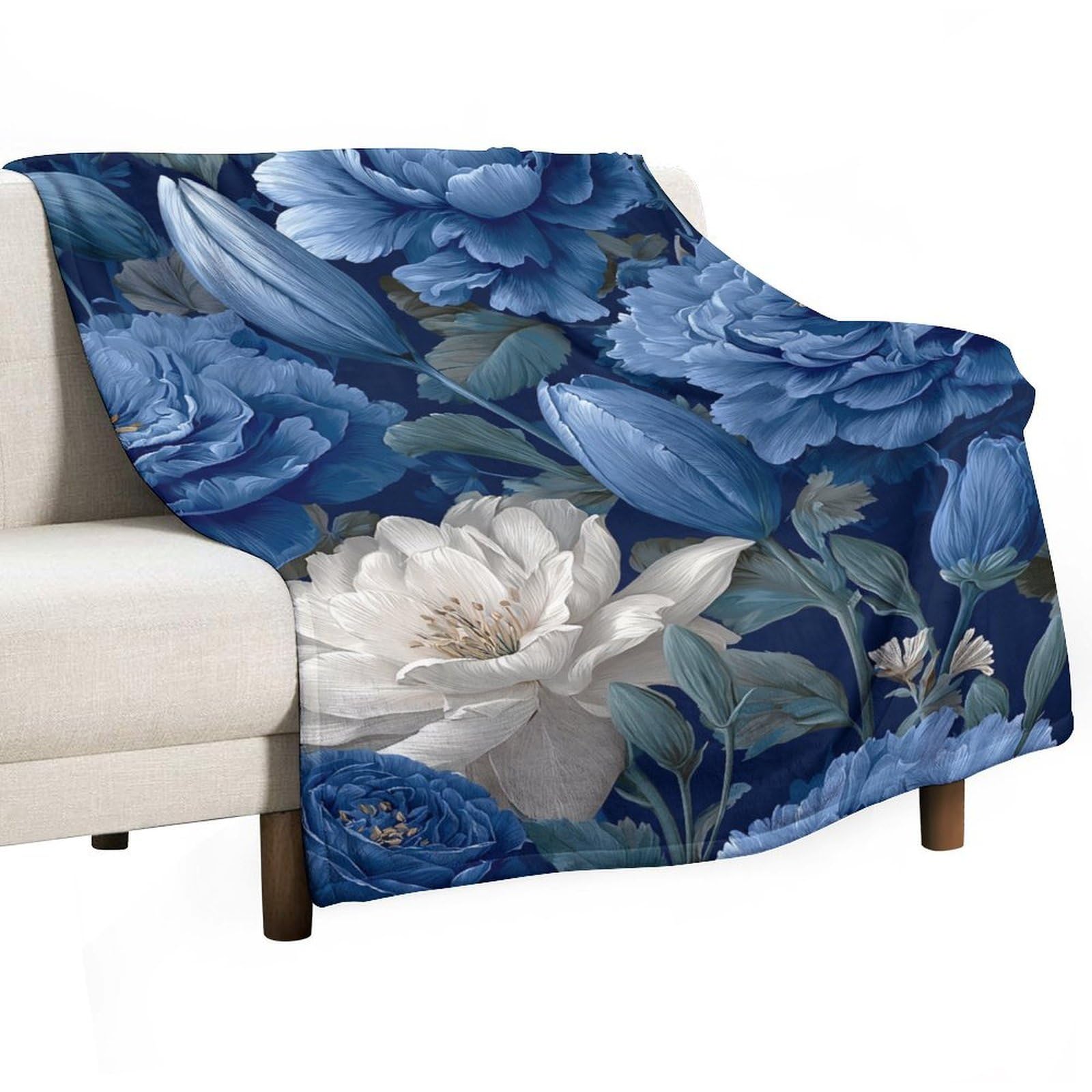 Couverture anti-boulochage durable et douce en microfibre motif floral pour sofa et lit