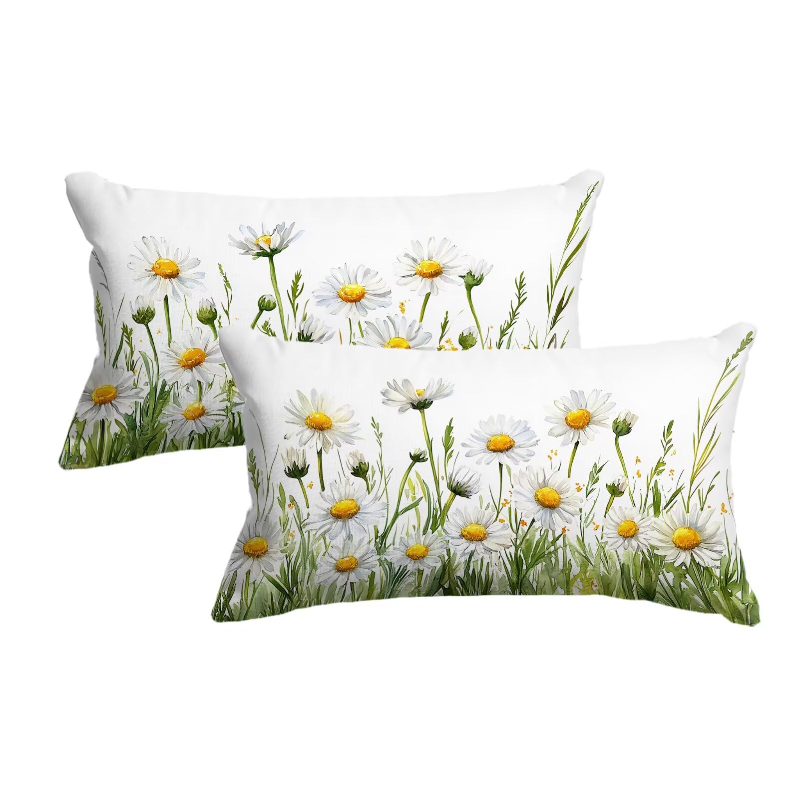 Housse coussin extérieur 50x80 imperméable lot de 2 en lin résistant aux intempéries