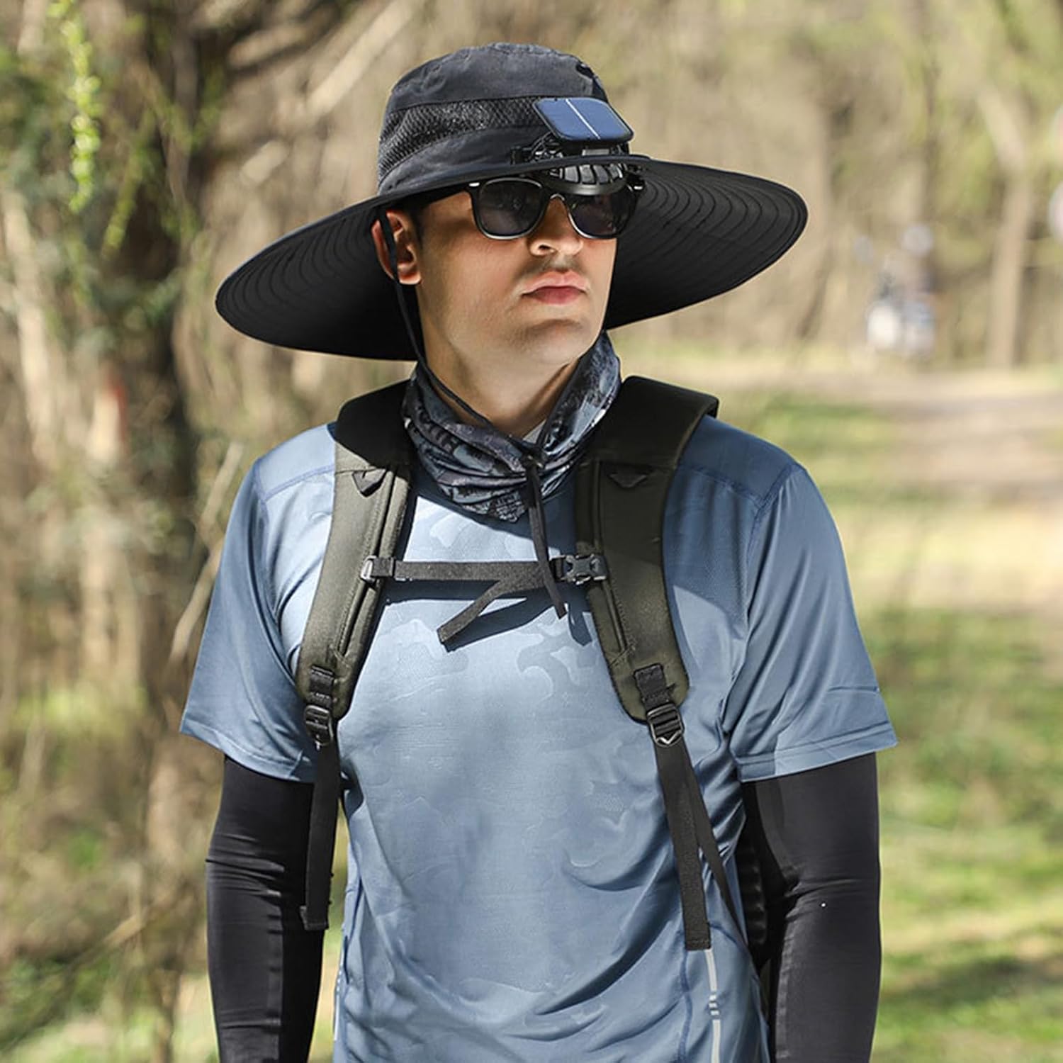 Detachable Solar Fan Sun Hat with Charging Port Simple Street Adjustable for Beach Gardening Outdoor Activity Solar Powered S