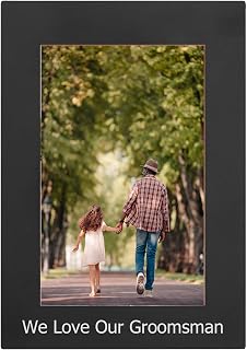 We Love Our Groomsman Anodized Aluminum Metal Wall Hanging/Tabletop Group Announcement Family Photo Picture Memories Portrait Premium 4x6 Black Modern Frame with Back-Stand Easel, Glass