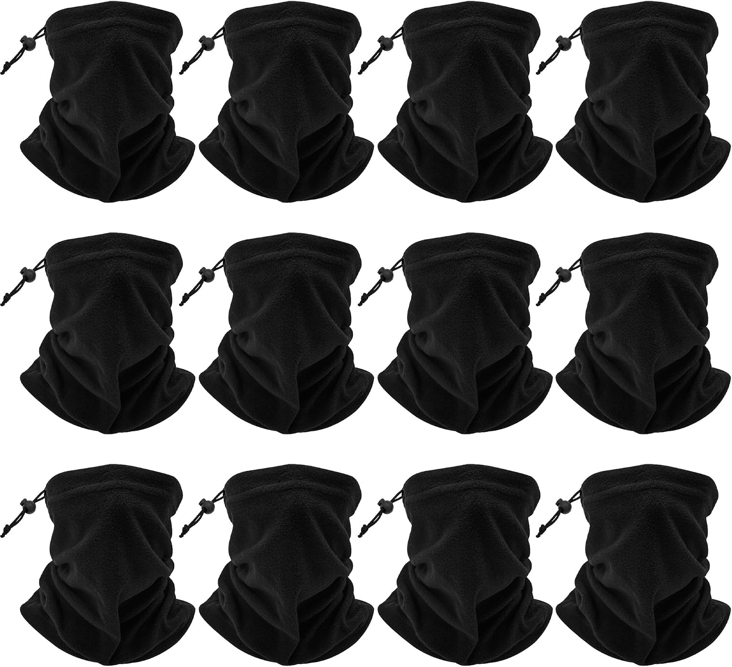 12 Pieces Fleece Neck Warmer For Women Men, Winter Neck Gaiter Skiing Windproof Face Scarf Covering
