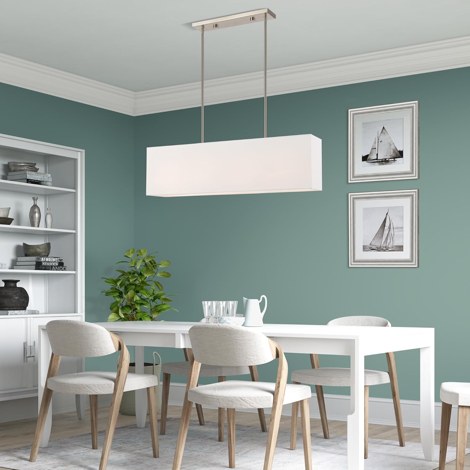 Livex 41155-91 Transitional Four Light Linear Chandelier from Summit Collection in Pwt, Nckl, B/S, Slvr. Finish, 36.00 inches, Brushed Nickel
