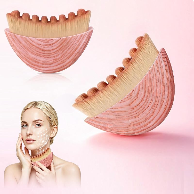 XPPW Conjunto com 2 Pincéis Faciais para Contorno, Cerdas Macias, Rosa