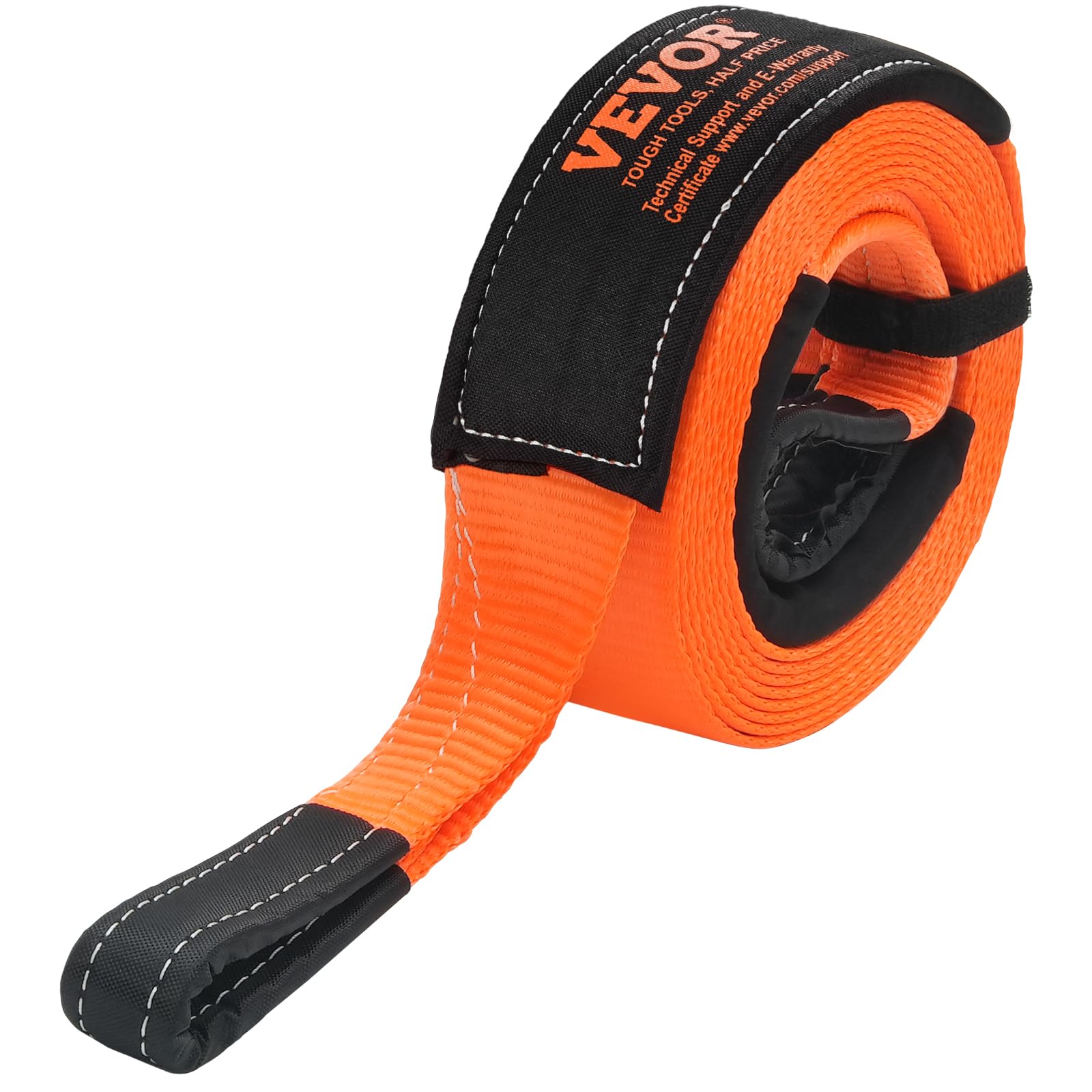 VEVOR Kit de Recuperación de Correas de Remolque, 76,2 mm x 6,1 m Capacidad de 16329 kg Correa de Cabrestante con Fundas Protectoras y Bolsa de Almacenamiento, Grilletes de Anilla en D para SUV, ATV