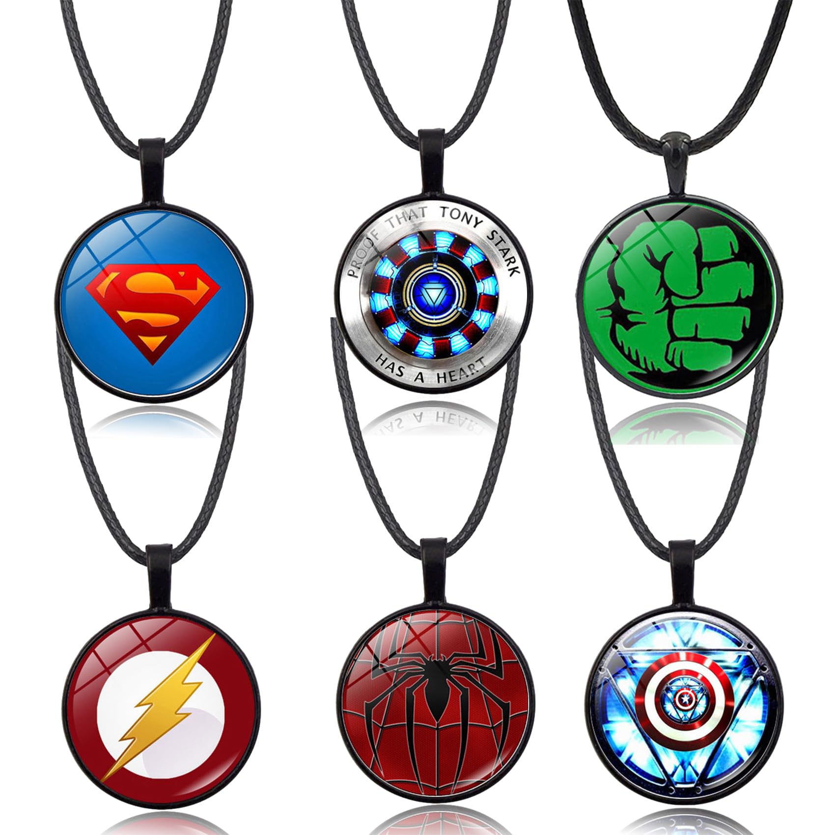 The Avengers Collana Superheroes Collares Collar con Colgante Accesorios 6pcs Anime Personaje Regalo Niños