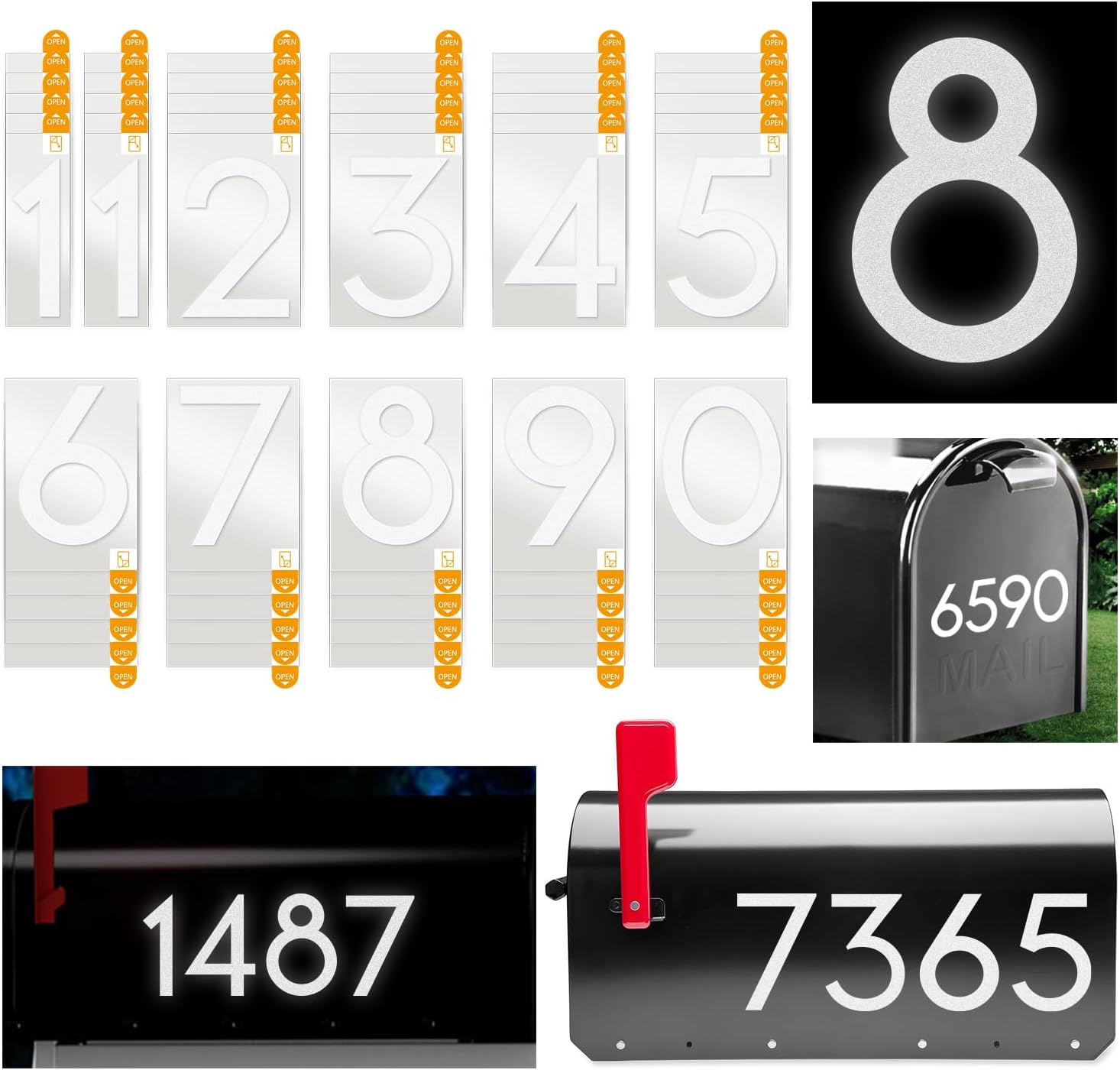 Reflective Mailbox Numbers For Outside, 4 Sets Mailbox