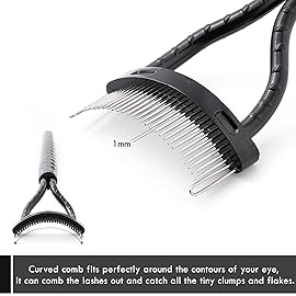 KINGMAS Eyelash Comb Separator, Eye Lash Separator Eyelash Definer Mascara Comb Applicator with Cover - Arc Designed (Black (2Pcs))