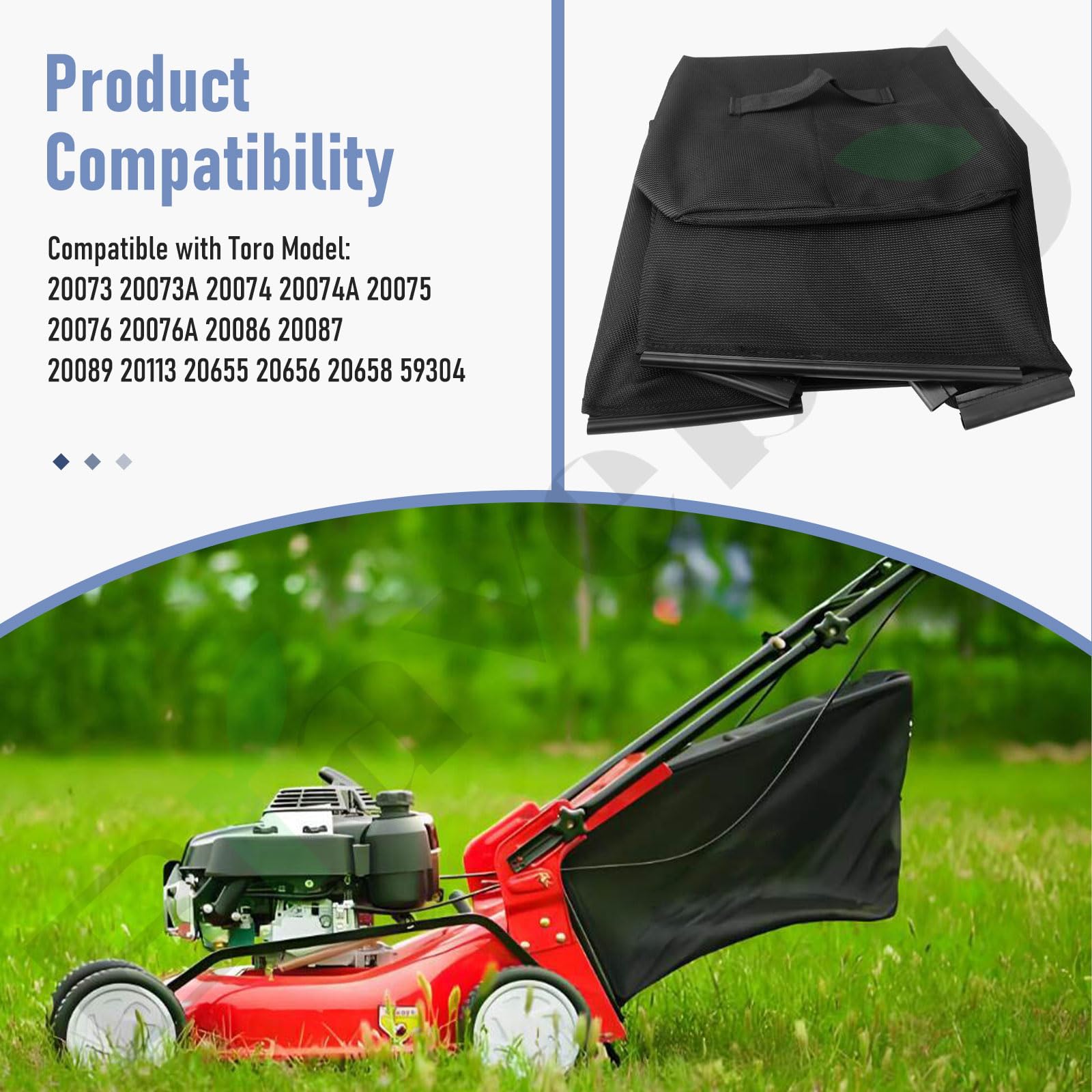 BaoBag - Bolsa de césped 108-9792, compatible con Toro 59304 Bag de 22 pulgadas para cortacésped recicladora