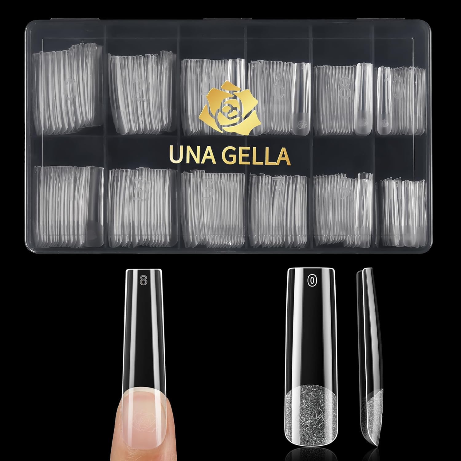 UNA GELLA Nail Tips Long, Tips für Gelnägel ohne C-Kurve