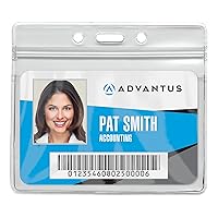 Vista 2 de Advantus® Horizontal Re-sealable Badge Holders, 2 5/8" x 3 3/4", Clear, Pack of 50
