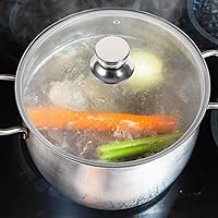 Vista 5 de Tapa de olla de vidrio de 11 pulgadas, tapa de repuesto para olla de repuesto, tapa de vidrio templado con mango de acero inoxidable, cubierta