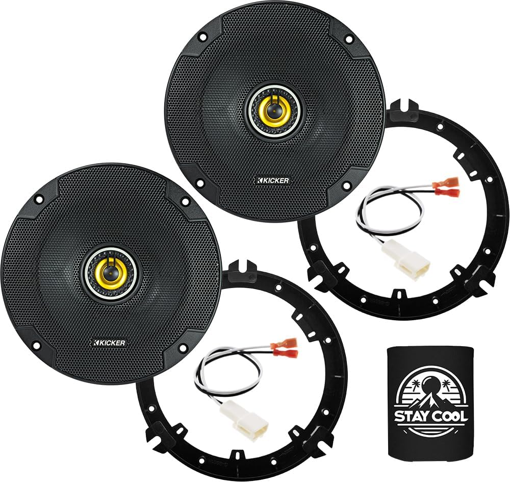 KICKER Speakers 6.5 inch for Subaru WRX/WRX STI 2016-2021 Upgrade Kit - Pair of CS Series with Adapters and Harness, Coaxial 6 1/2 Car Audio Front Door Speaker CSC654, 46CSC654