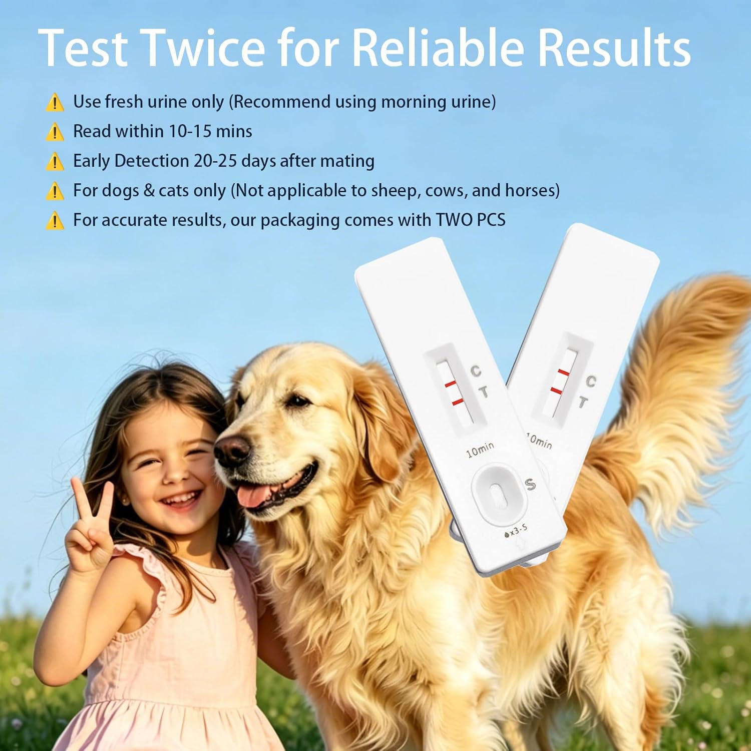 Dog/pet/cat Pregnancy Test Kit 2 pcs, Early Pregnancy Test for Dogs and Cats, Fast and Accurate Home Testing, Results Within 15 Minutes